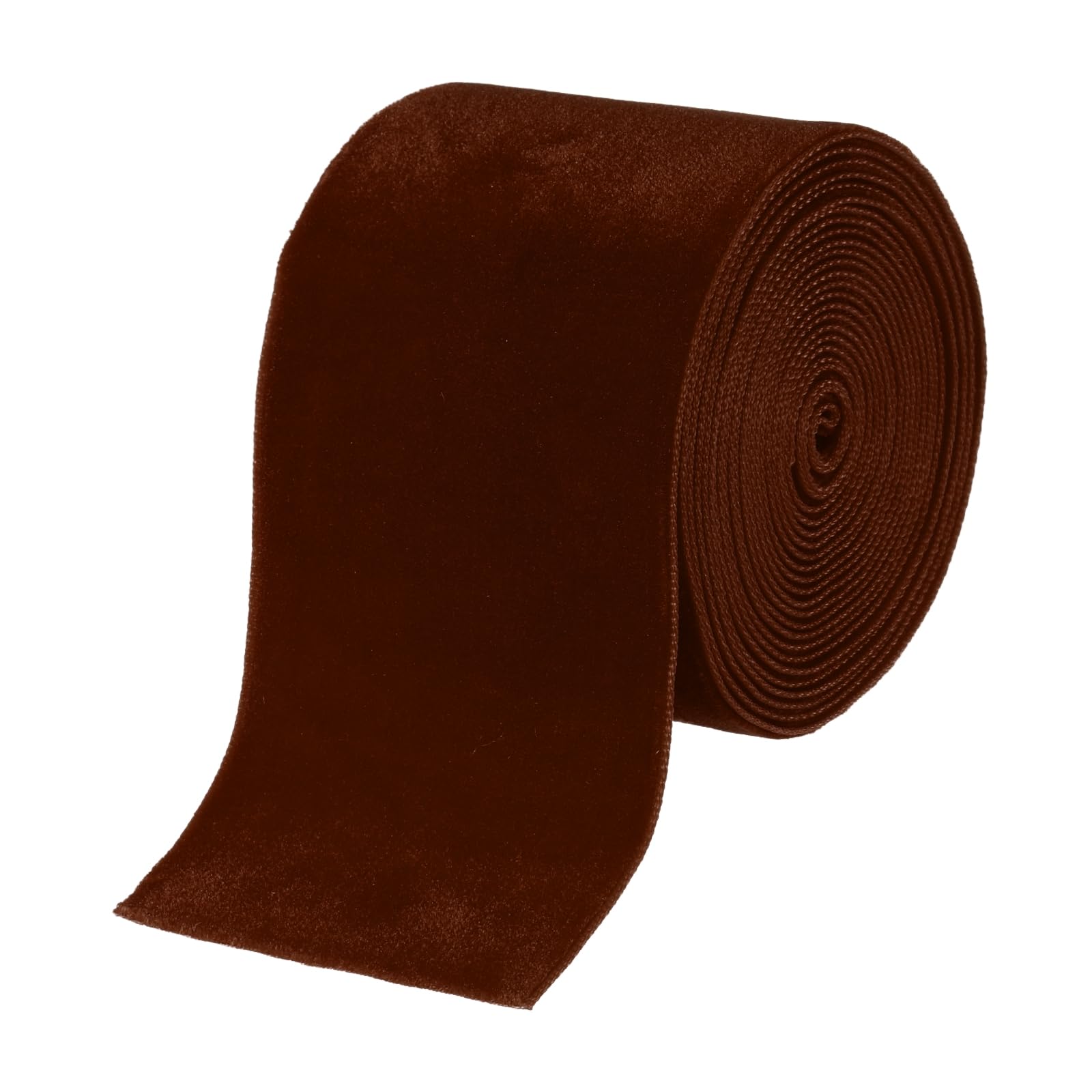 sourcing map Velvet Ribbon 2 Inch x 3 Yard Single Face Spool Silky Velvet Fabric for Bouquets DIY Crafts Gift Wrapping Wedding Party Brown — image 1