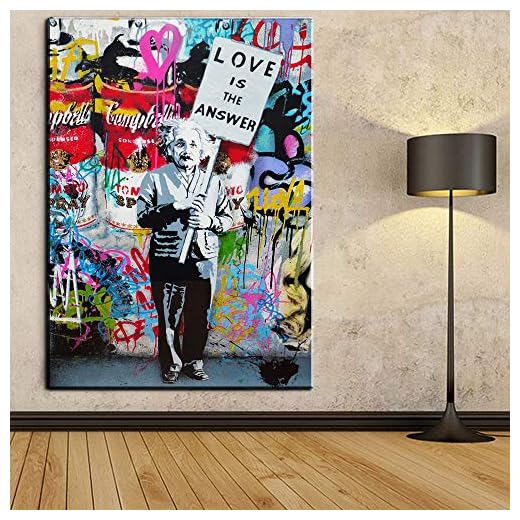 Orlco Art Graffiti Art Toile Banksy Graffiti Peinture Einstein Art Prints Street Urben Peinture Art Coloré, Einstein, 48" X 32" (120 X 80cm) with The Stretched