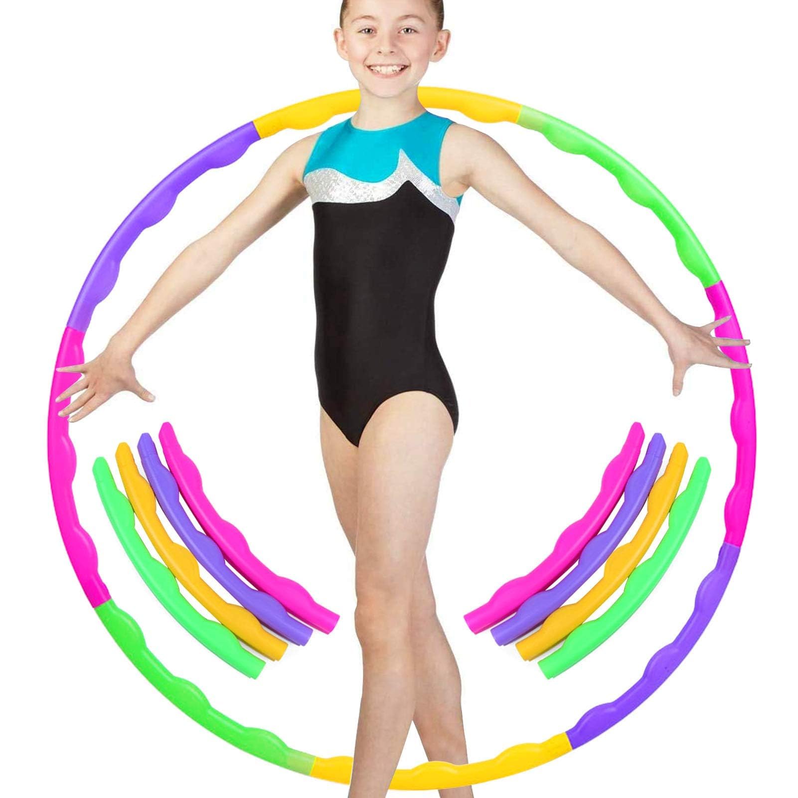 TaimeiMao Hula Hoop per Bambini, Hula Hoop Fitness, Cerchio di Fitness Rimovibile Splicing 8 Sezioni, Cerchio Ginnastica Ritmica, Hula Hoop per Ginnastica da Dimagrire, Danza, Giochi