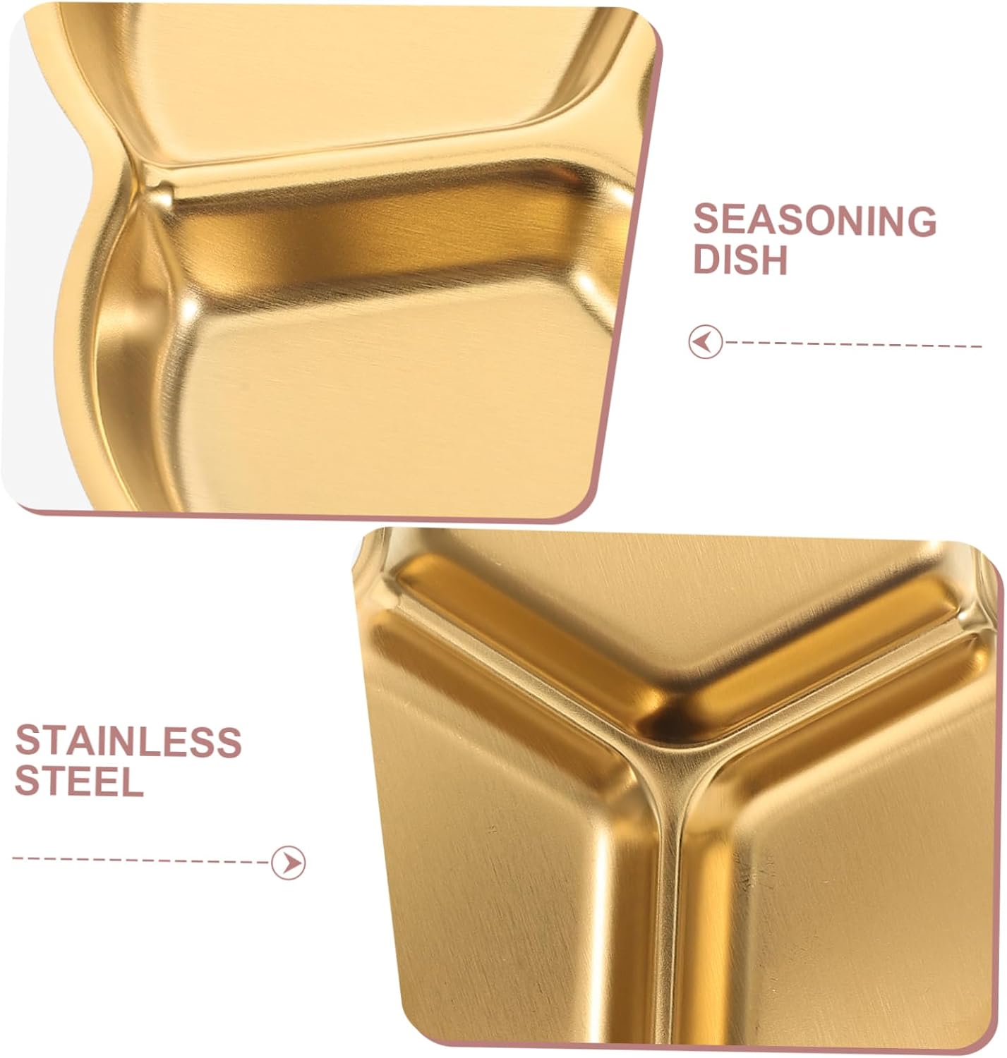 Zerodeko Stainless Steel Divided Dipping Dish with Elegant Design Compartment Seasoning Plate for Sauces Prevents Flavor Mixing for Condiments and Side Dishes