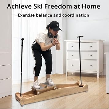 Indoor Ski Simulator Balance & Coordination Training Machine for Body Sculpting - Wooden, Semi-Automatic, LCD, Push Button, More than 1 Program, 5 Resistance Levels