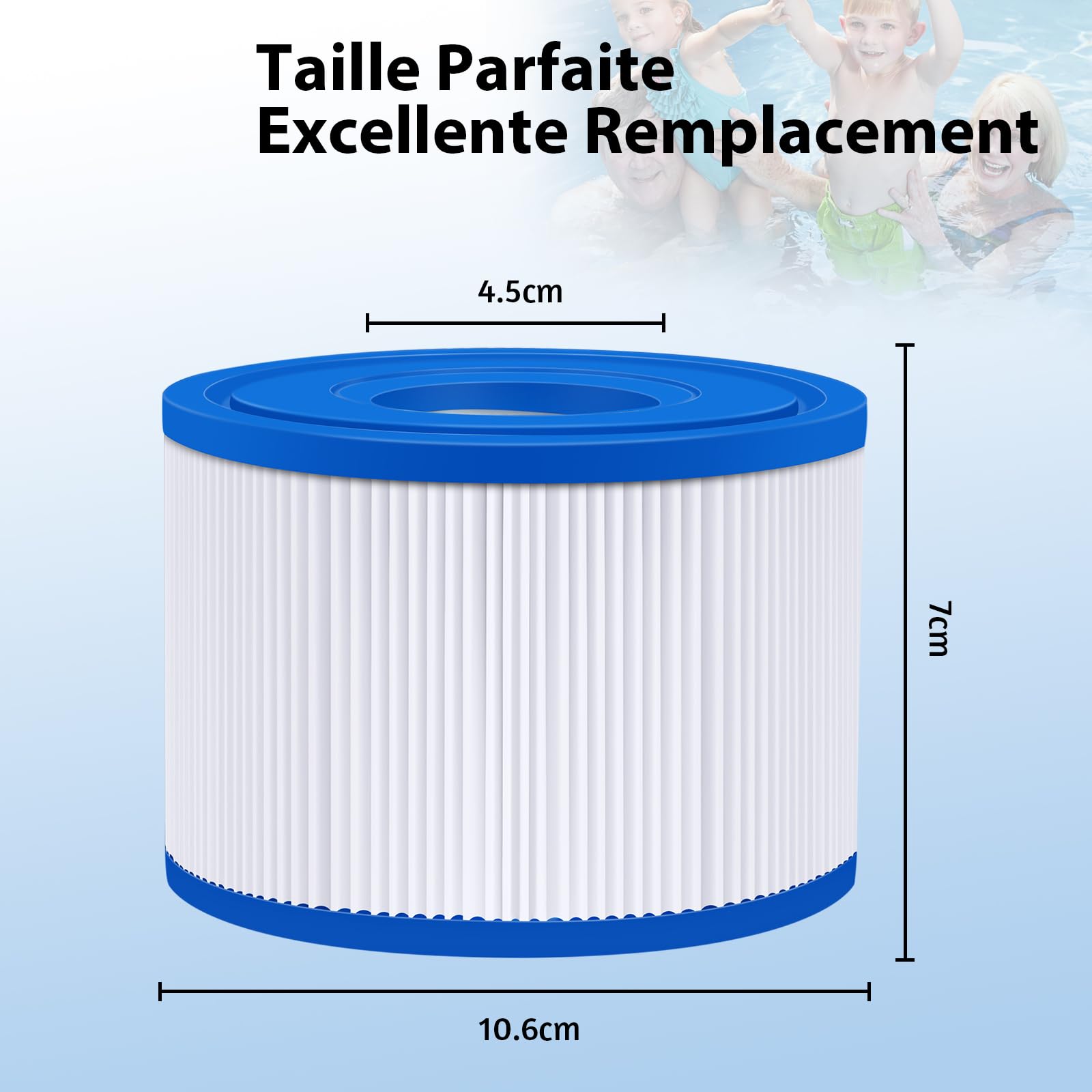 KGC Lot de12 S1 Filtre pour Spa, 10.6cm x 4.5cm x 7cm,S1 Filtre Cartouche Piscine Filtrantes,Cartouche S1 Filtrante-Compatible avec Intex 29001E Spa,Cartouche Filtre Spa pour Intex S1 Reutilisable