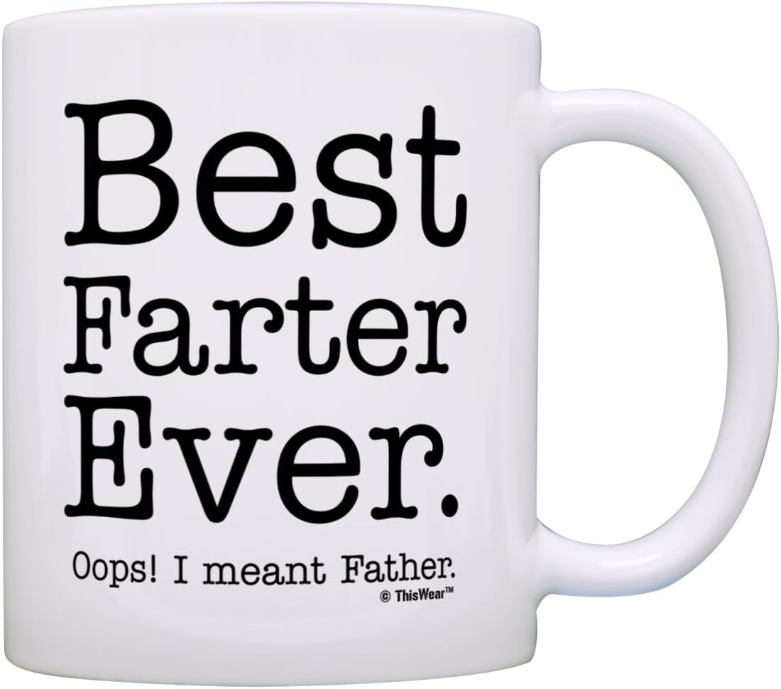 ThisWear Fathers Day Mug and can coolie bundle for Dad Best Farter Ever Oops Meant Father image 3