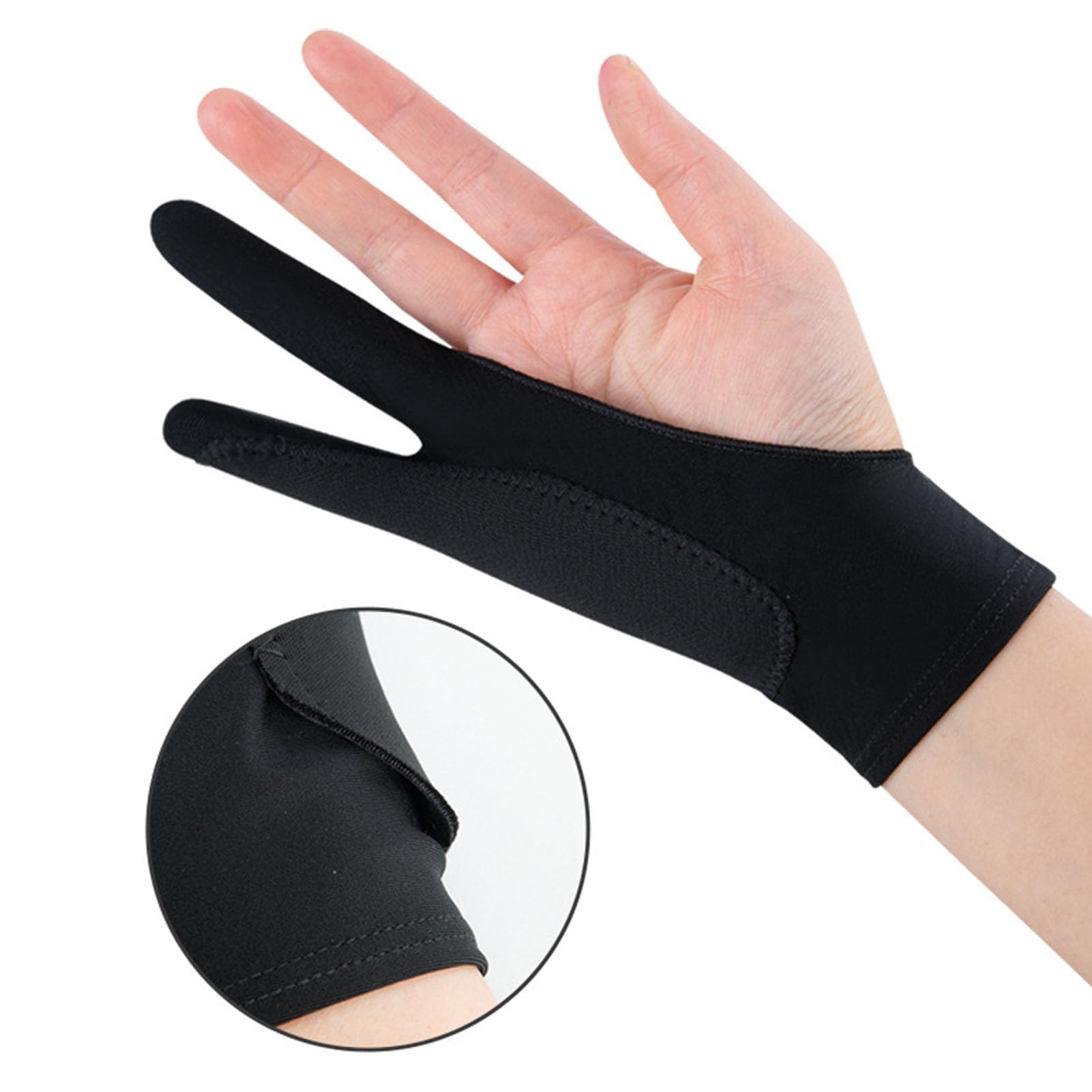 KIMISS Rysowanie Rękawicy do Tabletu, 3 -warstwowa Smudge Two Finger Artist Glove do Sztuki Cyfrowej, Szkicowanie, Kompatybilne z Tabletami i grafiką (M)