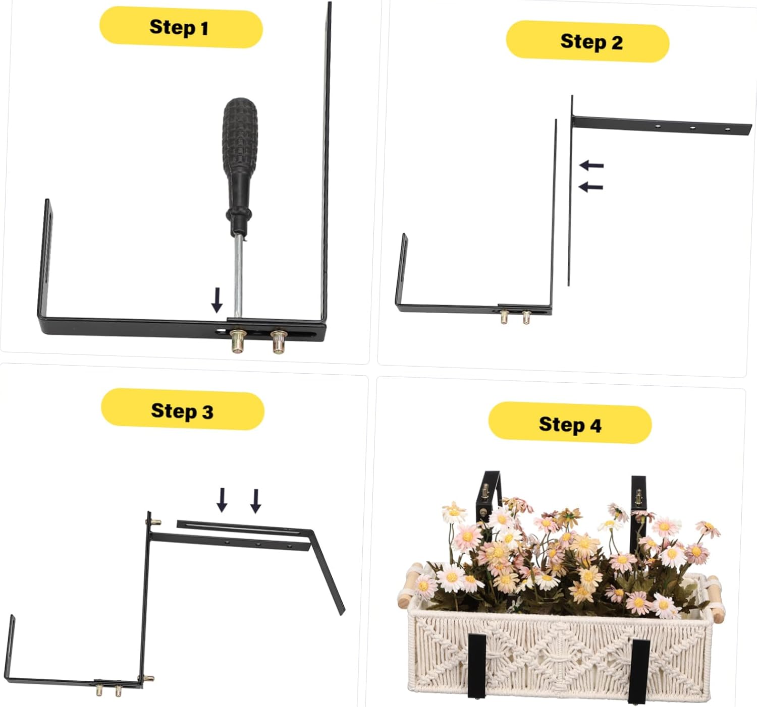 2pcs Adjustable Planter Brackets for Deck Railings Railing Flower Box Holders Easy Installation Stable Support Versatile for Indoor and Outdoor Use