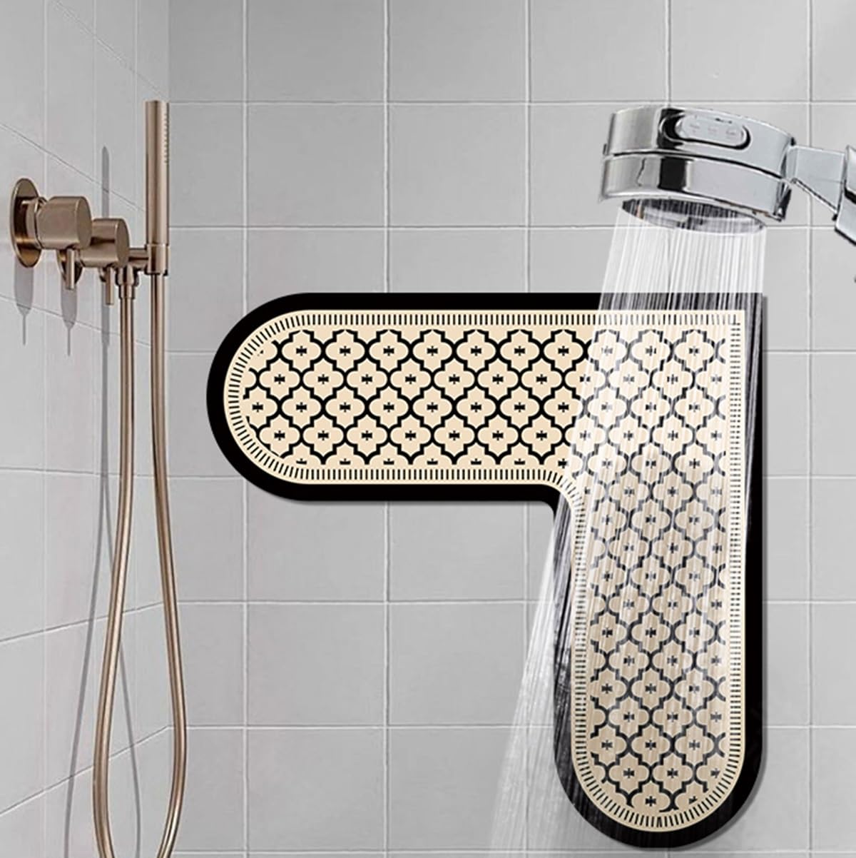 Tappetini Lavabili A Forma Di L Per La Casa, Tappetino Da Bagno In Stile Retrò, Tappeto Da Bagno Angolare, Morbido Assorbente D'acqua, 1 Pz(80 * 80 * 45cm)