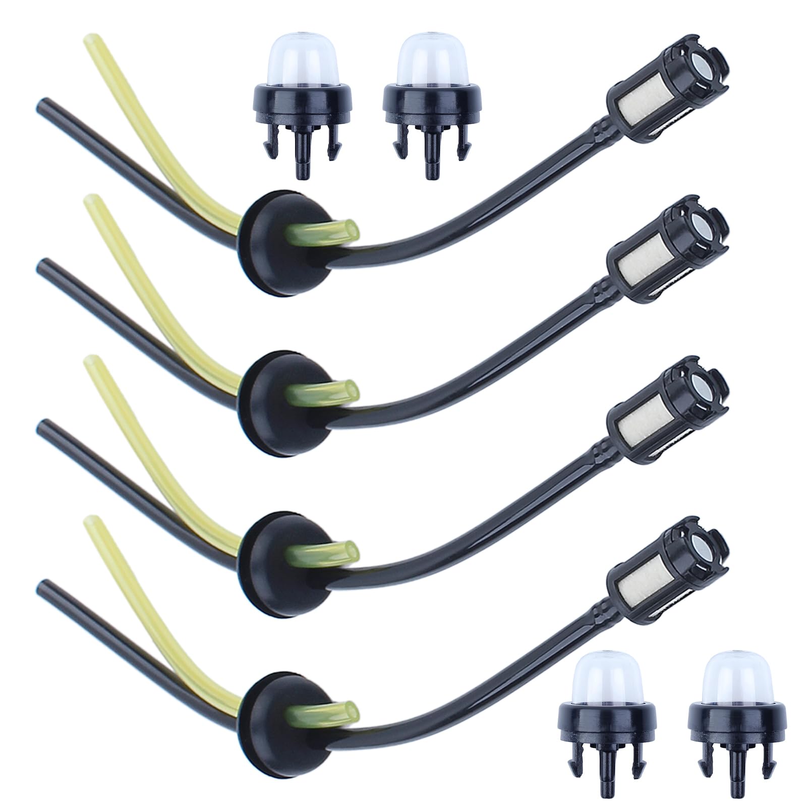 Benzinschlauch und Birnen-Ansaugset, Kraftstofffilter-Kit, 4 Schläuche Ansaugbirnen, passend for Rasenmäher-Ersatzteile Teil