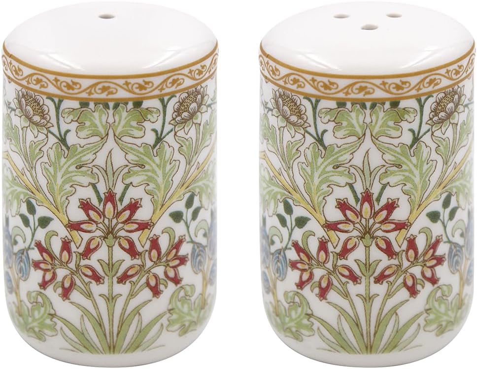 Lesser & Pavey British Designed Salt and Pepper Sets | Salt and Pepper Shaker for All Type of Kitchens | Hyacinth Salt Shaker & Pepper Shaker Perfect for Home or Businesses - William Morris