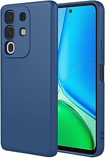 Liquid Silicone Case with Camera Protection Microfiber Lining for Vivo Y29 4G (Dark Navy)