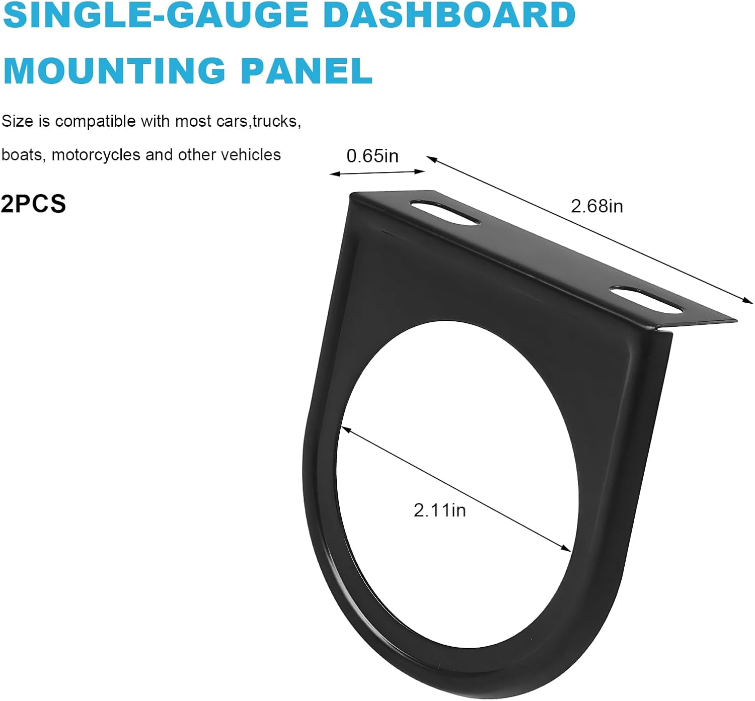2 PCS Single Gauge Mounting Panel, 2.1 Inch Single Hole Automotive Meter Gauge Pillar Mount Pod Holder, Metal Dashboard Gauges Mounting Panel Bracket for Cars Trucks Boats