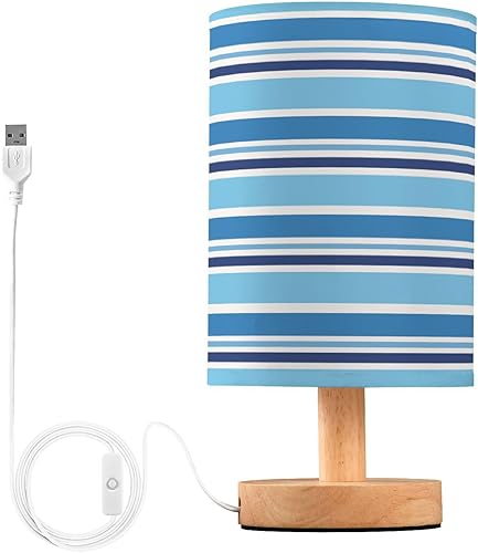 Yuiboo Night Lights Led Desk Lamp Cute Blue Ocean Stripes Night Light for Nursery Candlestick lampara de mesa para habitacion