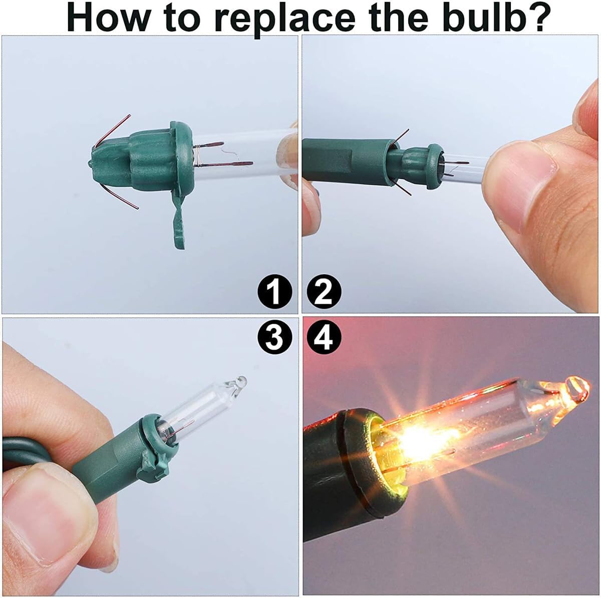 12 Volt Mini Christmas Replacement Bulbs for Incandescent String Lights, Pinched Base, 0.96 Watt, 80 mA (10)