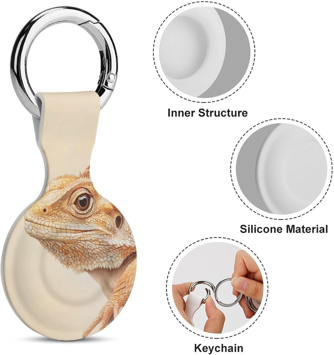 Horned Lizard Funny Cover Compatible with AirTag Case Protector GPS Tracker Holder with Keychain