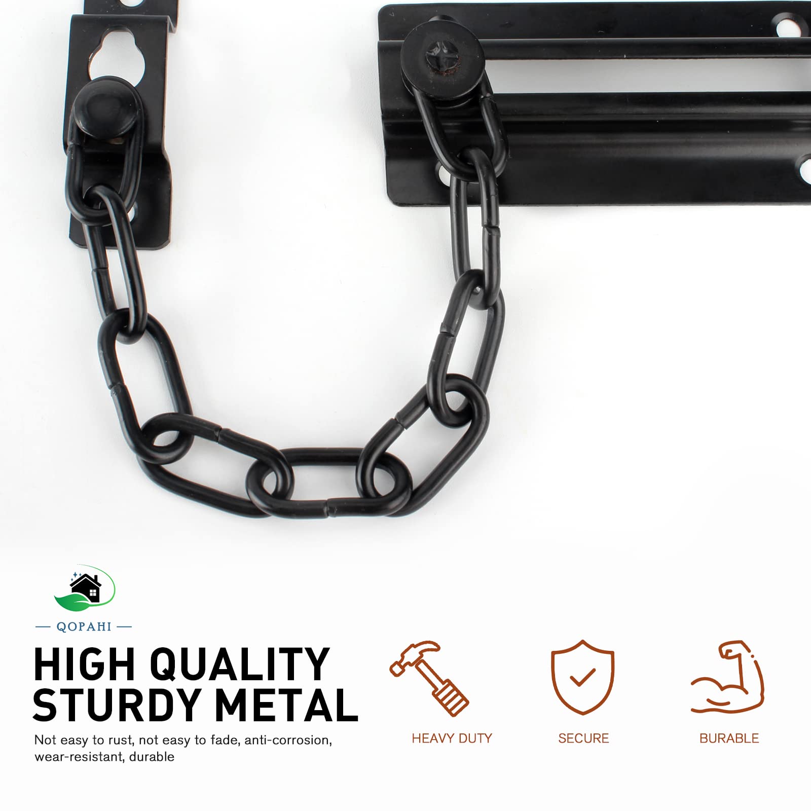 QOPAHI Door Chain Lock for Front Door Internal Door Security Chain 85×40mm Safety Locks Door Chains for Upvc Doors Fit for Home Bedroom Bathroom Hotel Preventing Unauthorized Intrusion(Black) - Image 4