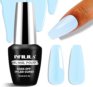 NXJ INFILILA Light Blue Gel Nail Polish, Baby Pastel Blue UV LED Gel Polish 15ml 0.51oz, One-Stroke Coloring Gift for Nail Art Manicure DIY for Women Girls SX0102