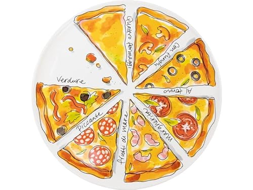 Blond Amsterdam Assiette pizza 31 cm – Motif Sharing Slices – Collection Snack – Vaisselle festive en céramique – Cadeau original pour les amateurs de pizza