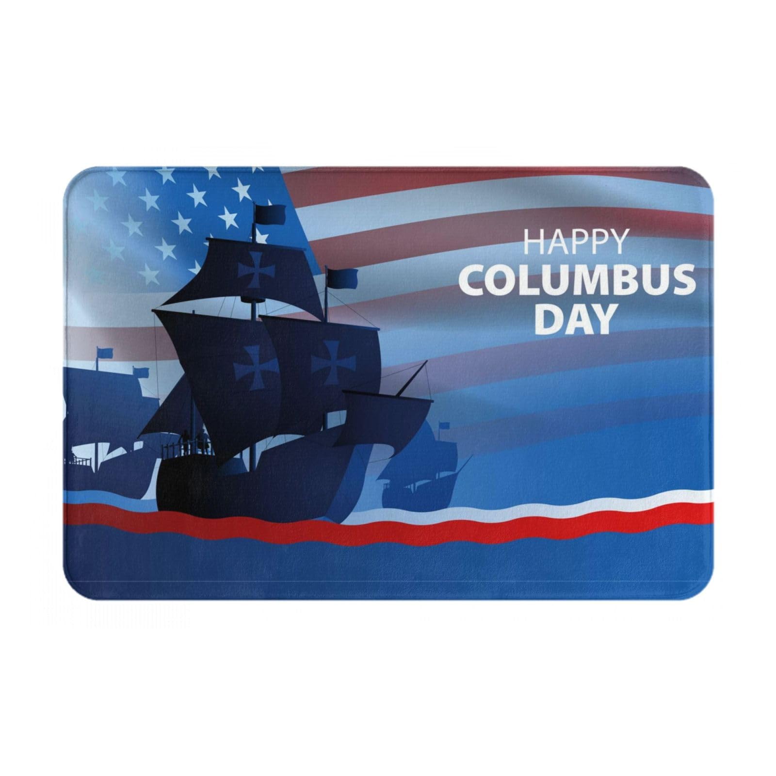 LHAHDGHappy Columbus Day Indoor Door Mat 16"X24" Resist Dirt Rug Washable Non Slip Mats Welcome Doormat For Entryway, Front Porch