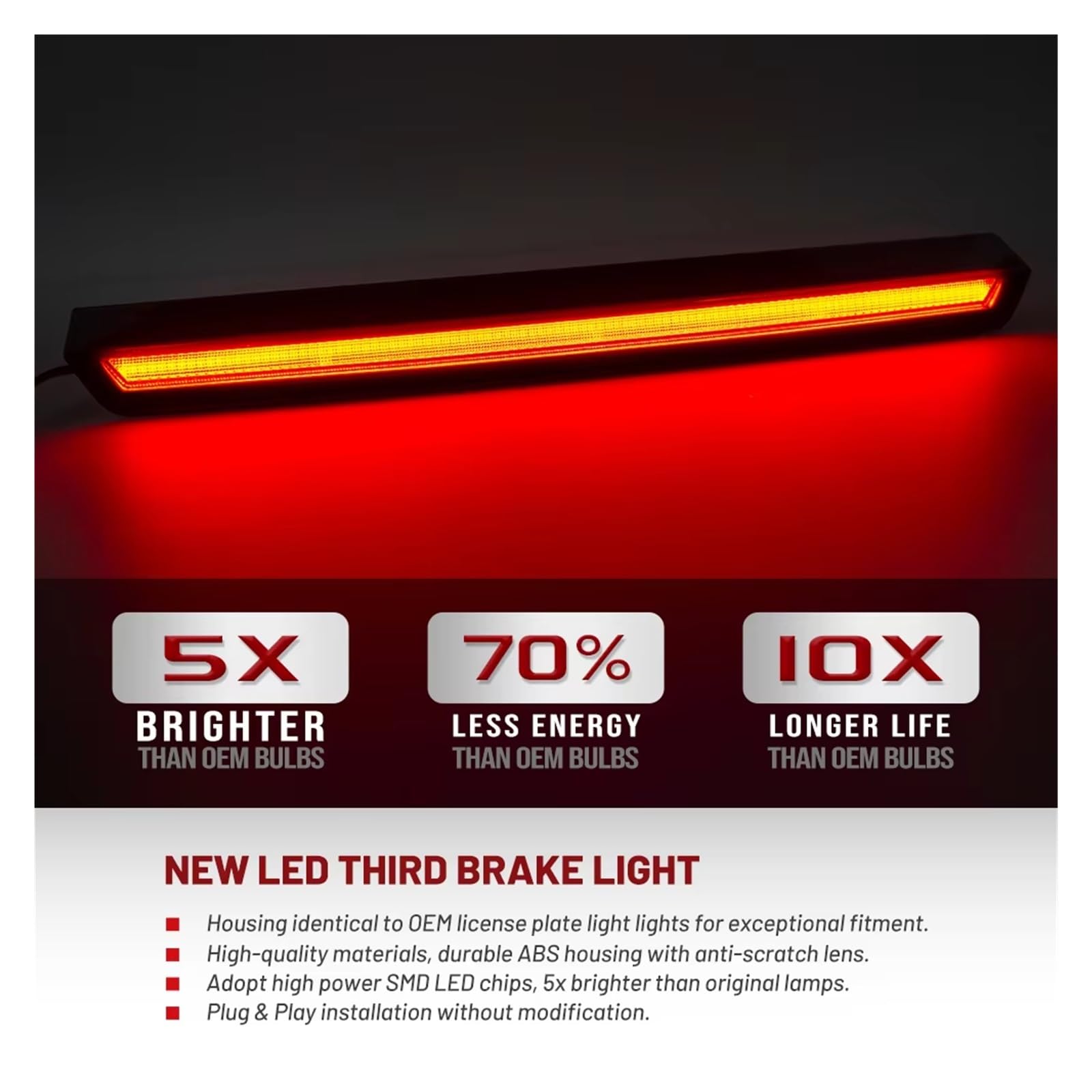 Terza Luce di Stop per Auto per Tahoe e Suburban 2015-2020, Terza Luce di Stop Posteriore a Montaggio Alto 22783104, Luce di Stop di Livello Alto