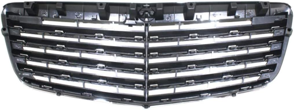 For Mercedes-Benz E320 / E350 / E550 Grille Assembly 2007 2008 2009 | Chrome Shell w/Painted Black Insert | Sedan/Wagon | Plastic | MB1200146 | 21188017839040