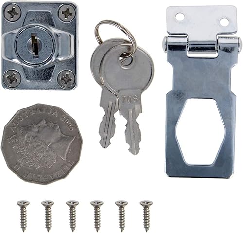 Miniatura 10 de MroMax Cerradura de cerrojo con llave de 3.07 x 1.38 pulgadas, perilla giratoria con llave, cerradura de cerrojo de bloqueo con llave para puertas,