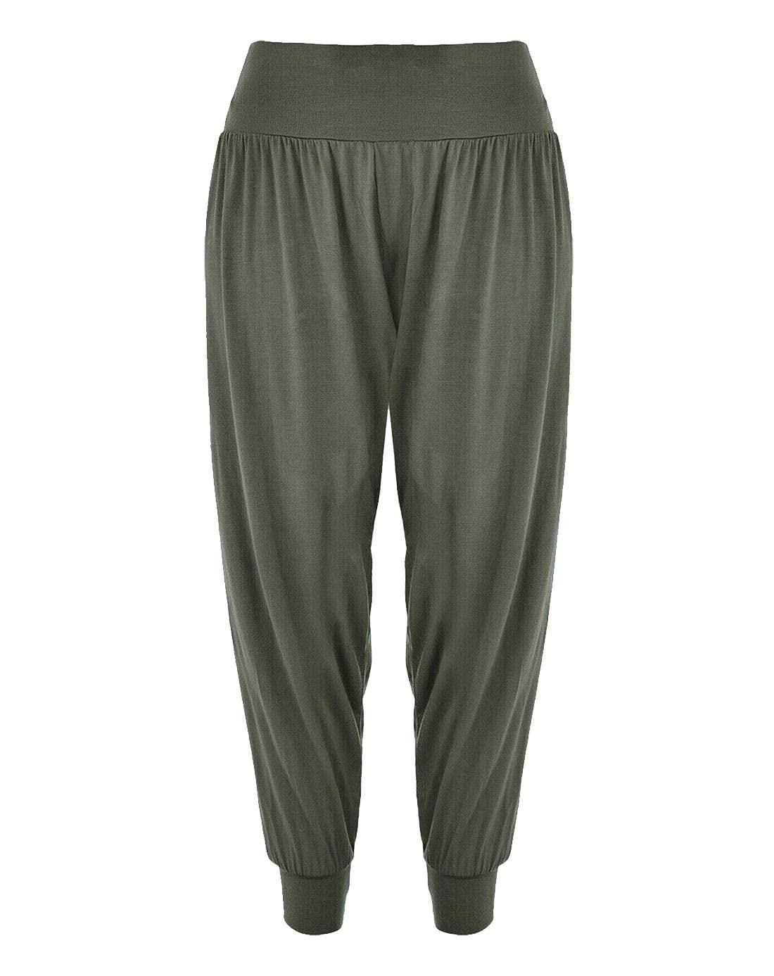 Real Life Fashion Ltd Women's Charcoal Cuffed Bottom Baggy Harem Ali Baba Trousers