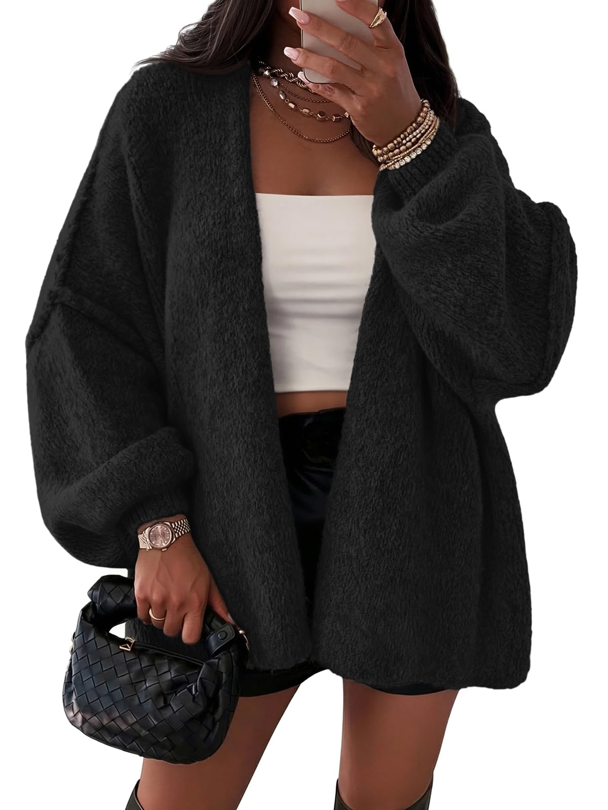 athmile Womens Fall Oversized Cardigan Sweaters Long Lantern Sleeve Knit Open Front Lightweight Winter Fashion Clothes 2026-picture-33