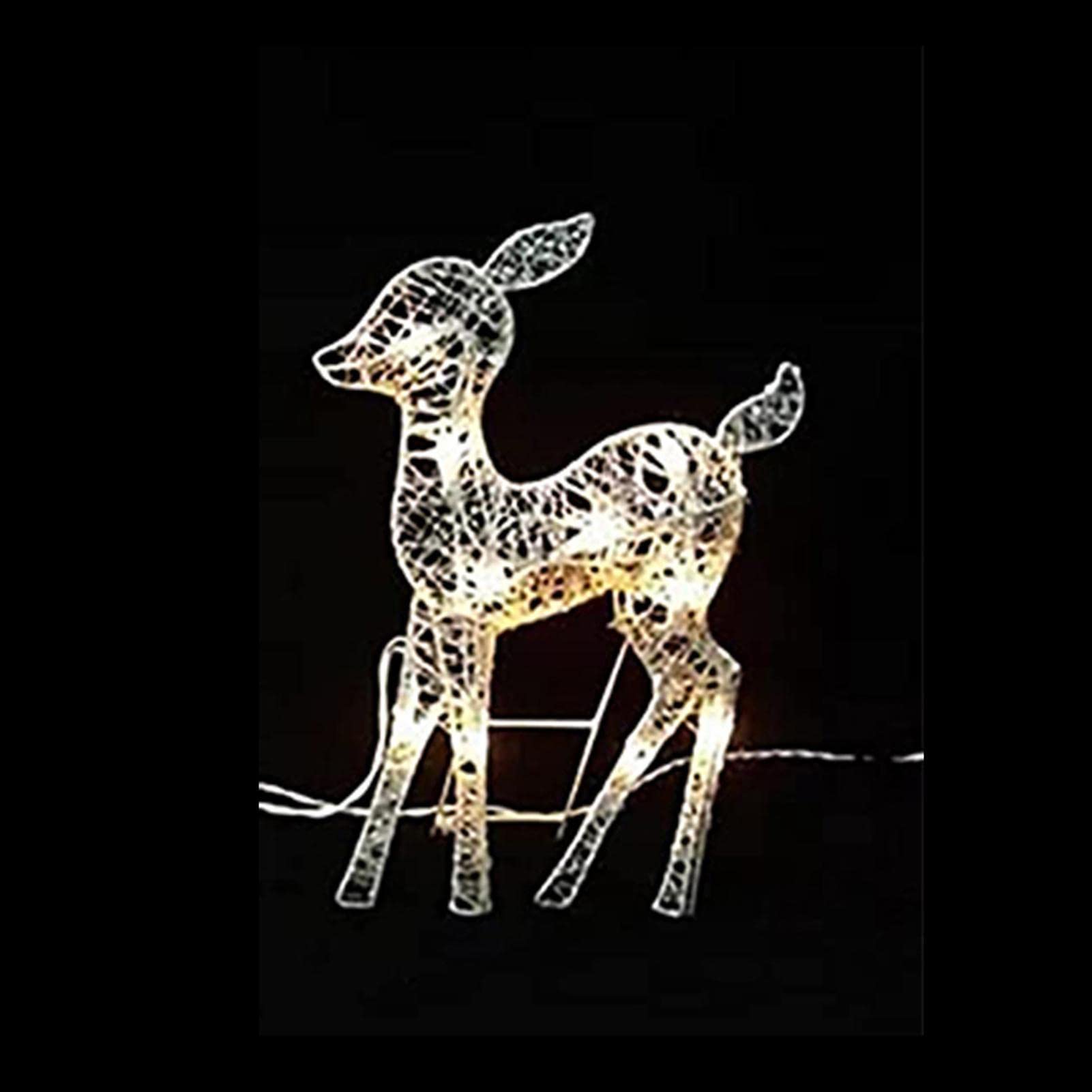 クリスマス トナカイ ホワイト鹿の置物 2体 LEDライト付 クリスマス