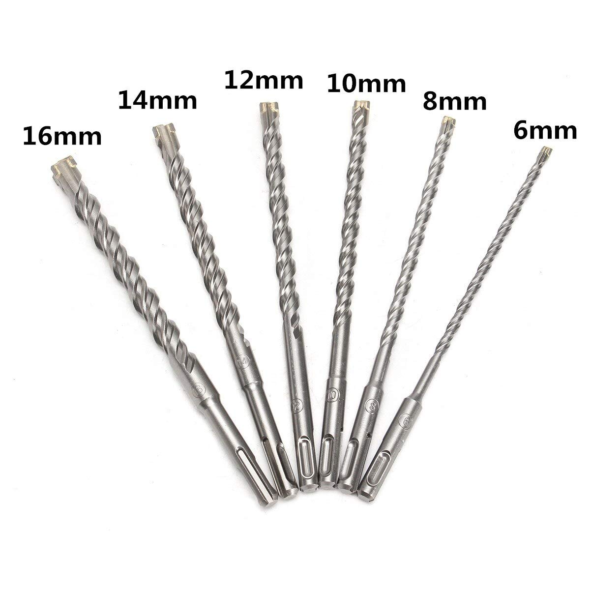 Zestaw wiertła obrotowego SDS Plus， 6 szt. Wiertła do muru SDS-Plus 210 mm Końcówka węglikowa 6-16 mm do betonu marmurowego