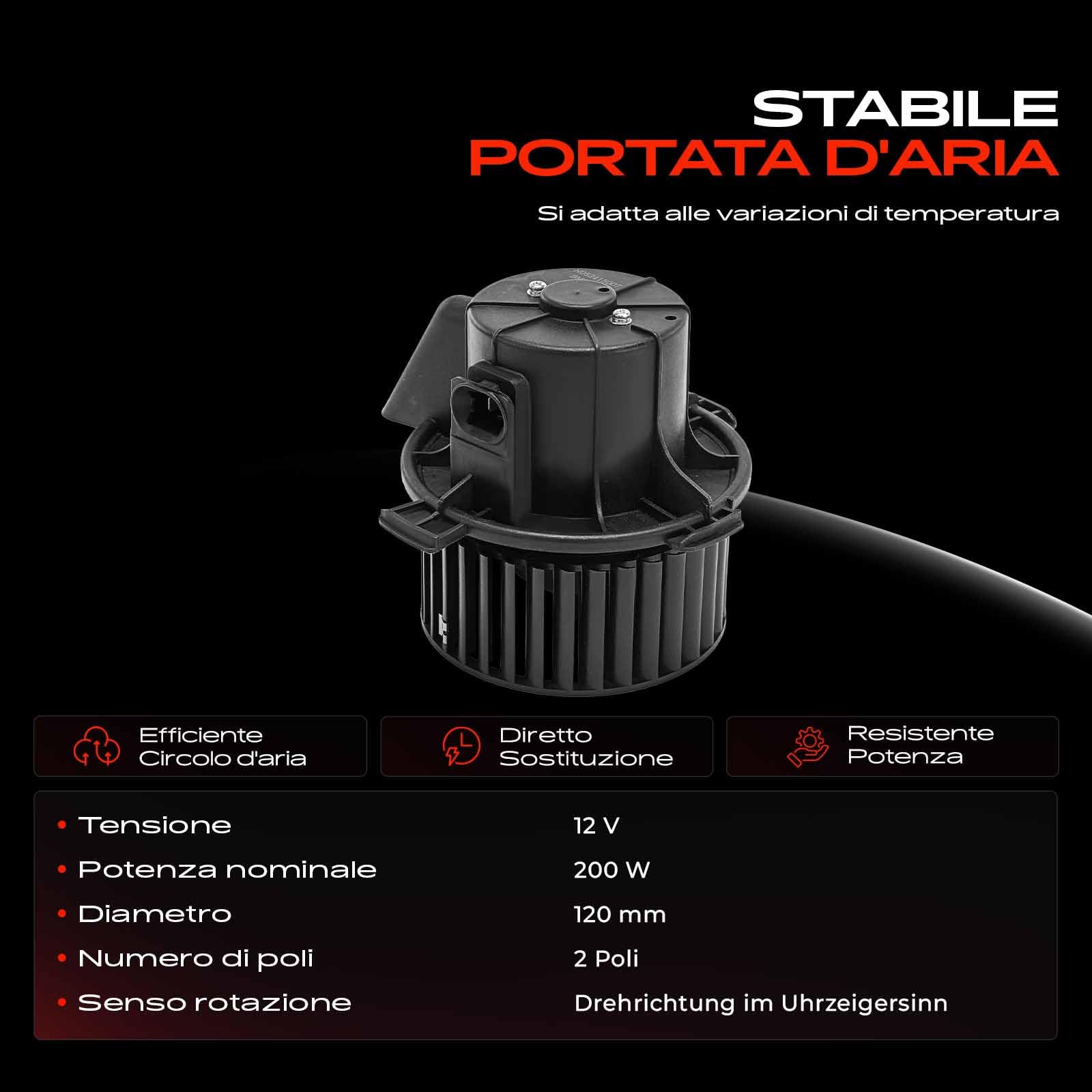 Frankberg Motore Ventilatore Ventilatore riscaldamento Compatibile con Corsa D S07 Punto Evo 199 Adam M13 Grande Punto 199 Corsa E X15 Replace# 77366856