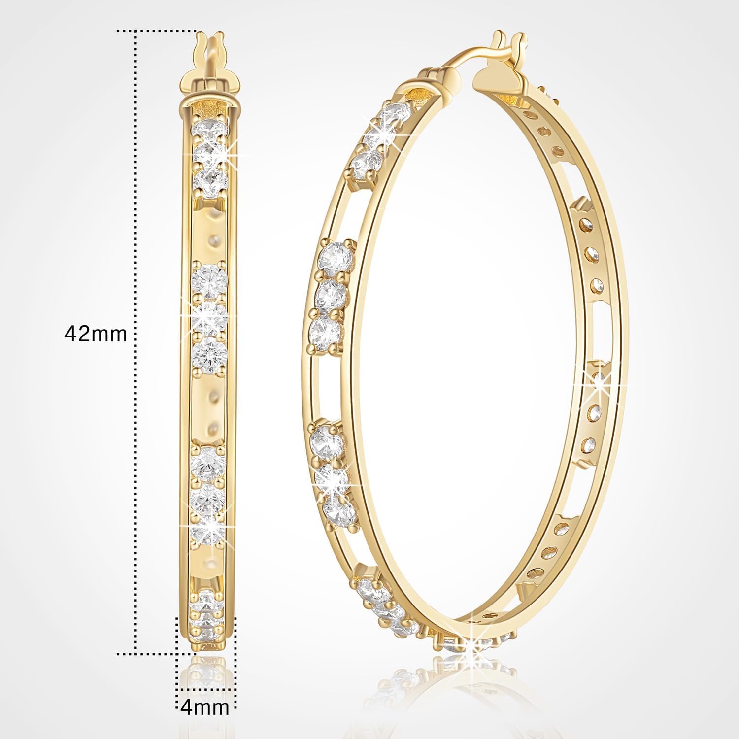ENROSE 14K Gold Plated Hoop Earrings for Women