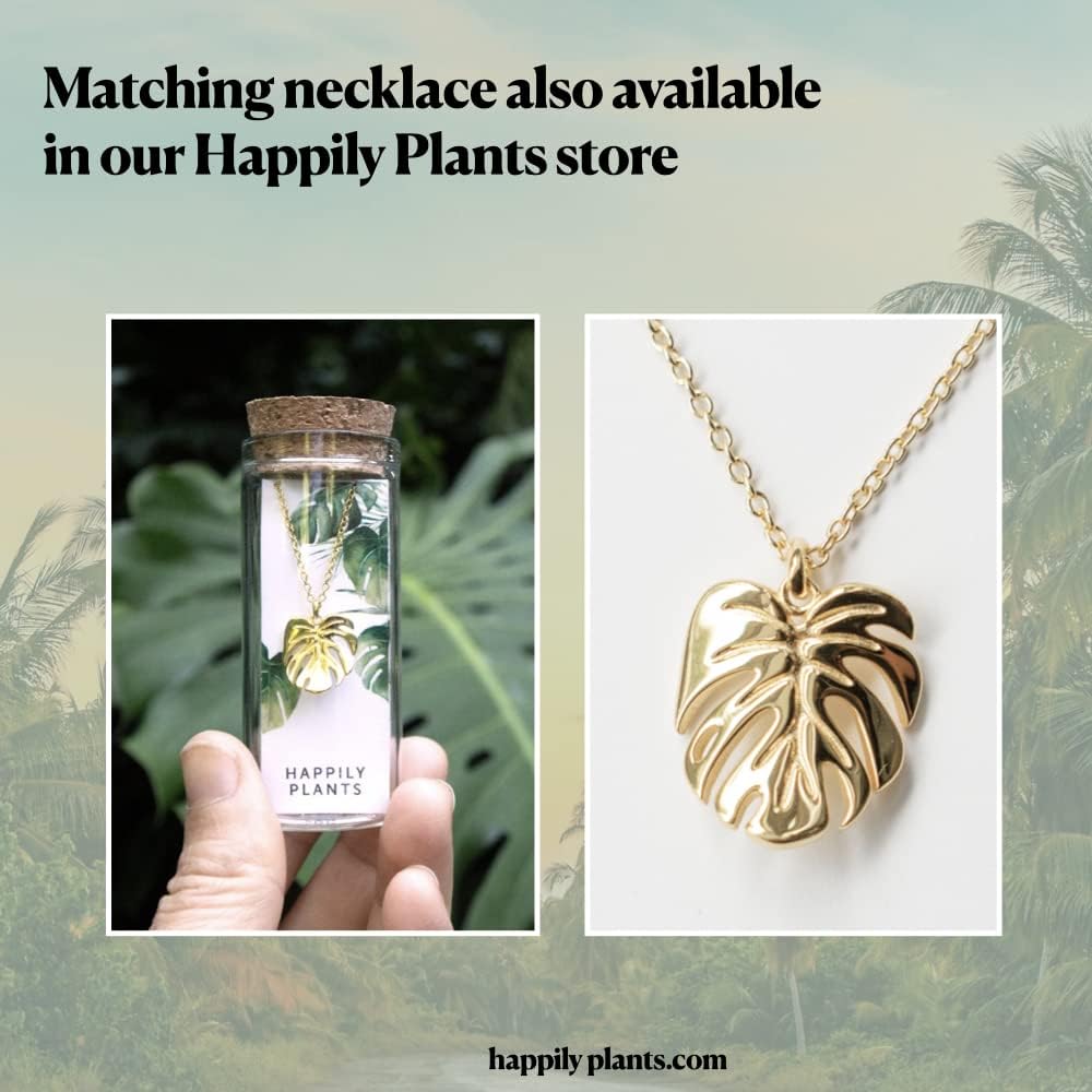 18k Gold Monstera Deliciosa Stud Earring Set, Split Leaf Minimal Earring Studs, Plant Gifts, Plant Mom Gift, Gift for Women Mother's Day…"