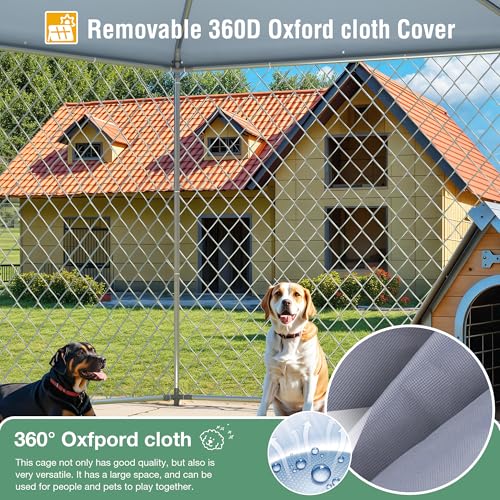 Betisef Large Dog Kennel Outside,Outdoor Dog Kennel with Roof,Large Dog Cage with Steel Fence Secure Lock for Garden/Yard (9.3X9.3X8.1 FT)