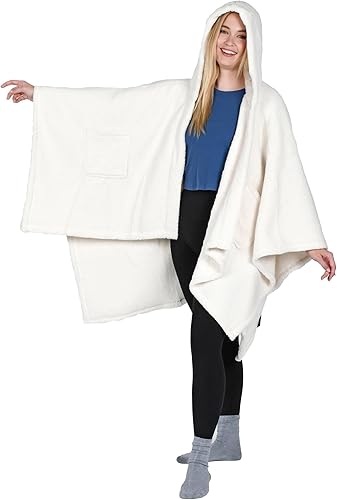 Miniatura 2 de Catalonia Capa tipo poncho para mujer, capa de sherpa, manta con capucha cómoda, idea de regalo para mamá y niñas adolescentes