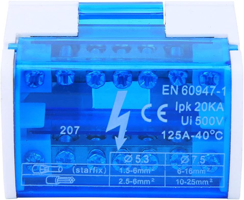 PwshymiTerminal Distribution Box, Din Rail 2-Level Single Phase with Transparent Dust Cover Plastic Distribution Boxes Electricalhousing