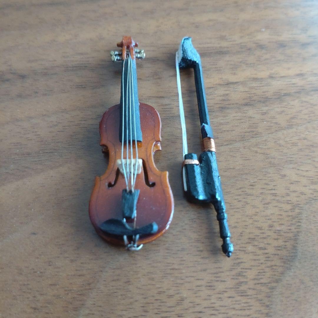 木製　ウオールナット　バイオリンのミニチュア置物 Amazon.co.jp: WRITWAA ミニ音楽楽器 ウッドトリム ハンドヘルド
