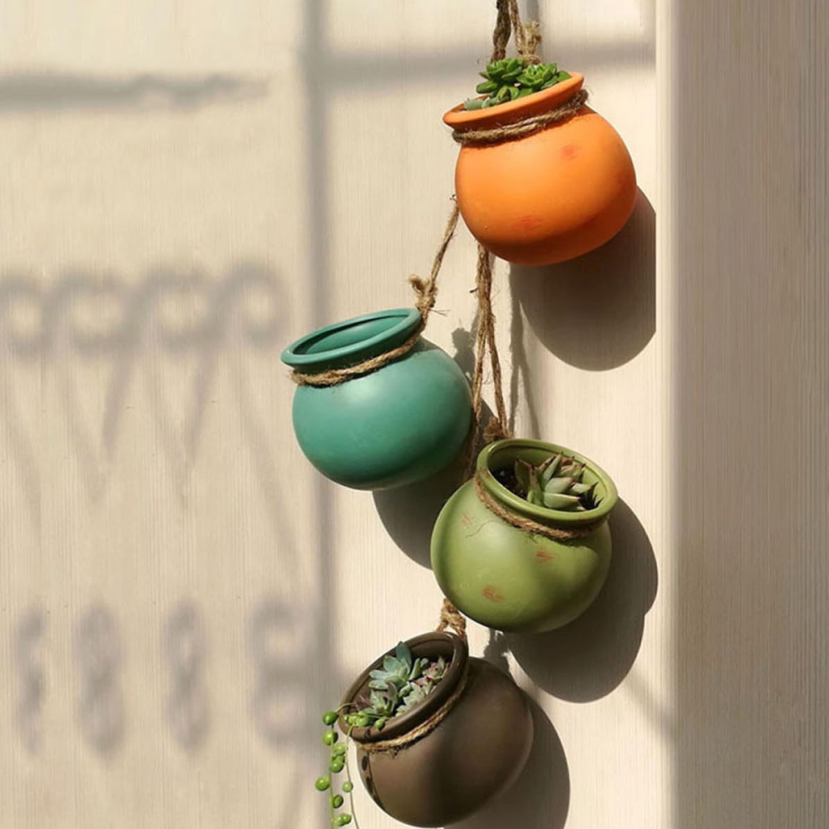 BESPORTBLE Maceta Colgante Decoración Elegante Hogar y Oficina para Balcón y Jardín de Cerámica Cuerda Resistente para Plantas Pequeñas