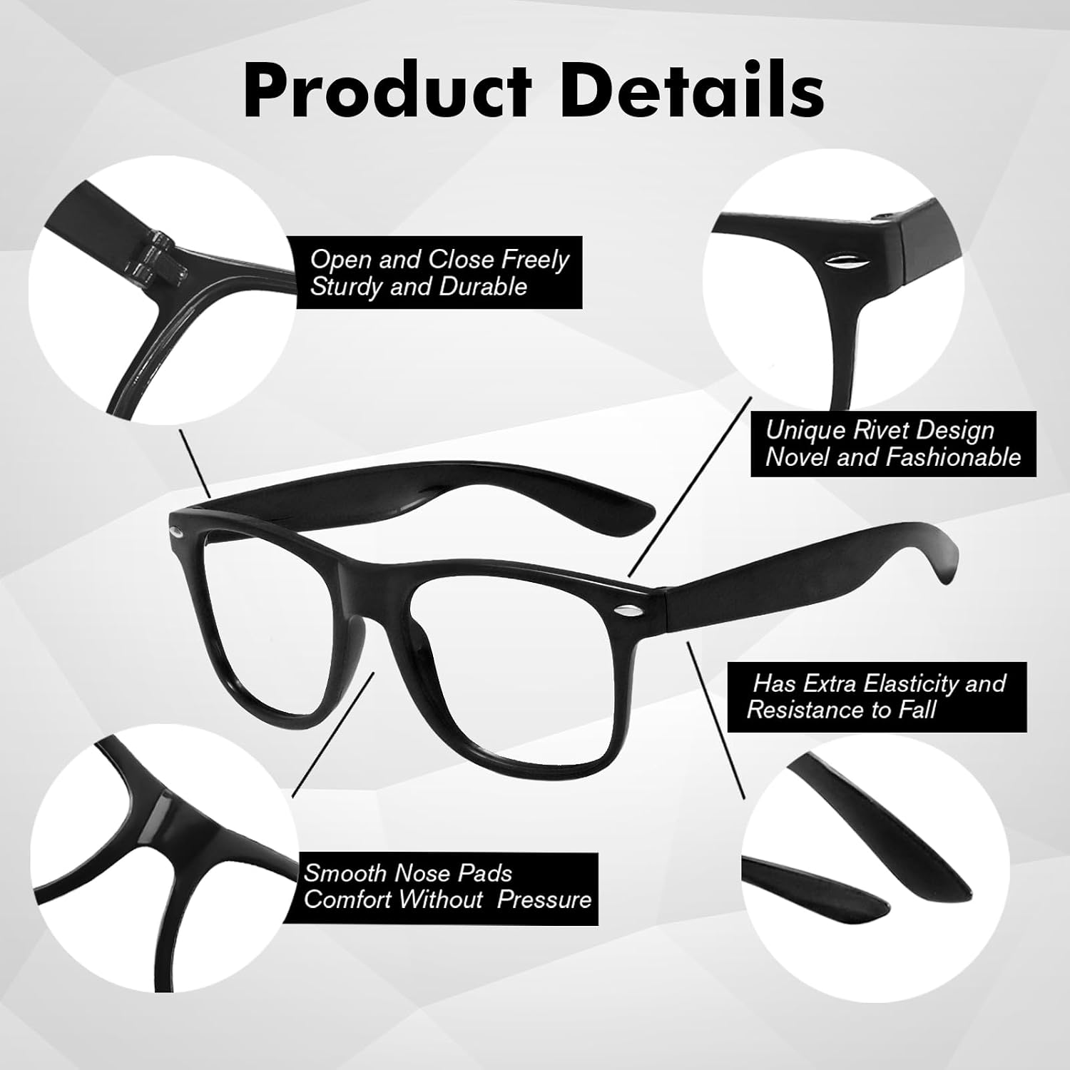 Matcheck 20 Kids Pretend Play Glasses Bulk, No Lens Frame Fake Glasses Boys Girls Birthday Party Favors
