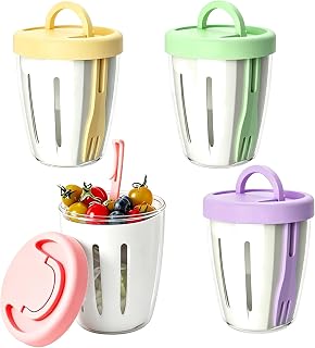 20 Oz Plastic Food Storage Container with Lid and Fork | Airtight reusable lunch box for fruit, yogurt, snacks, fridge storage, office meals, parties, travel, and colorful daily use