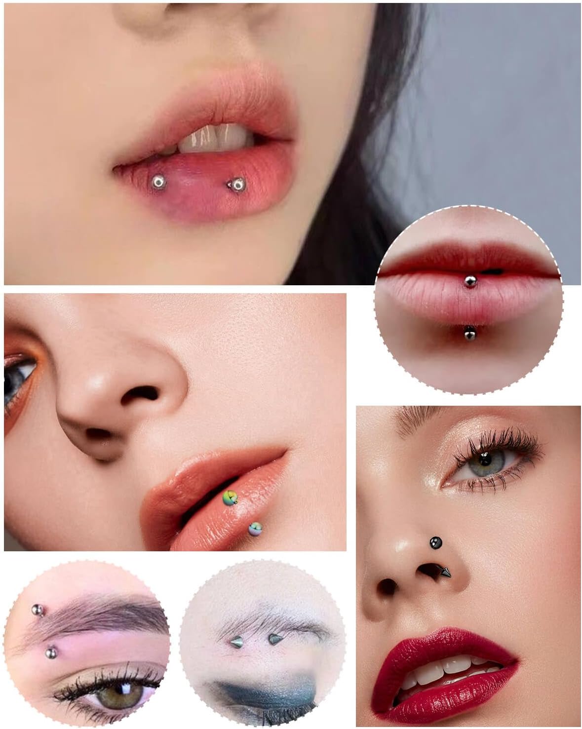 JELIEE 64pcs Eyebrow Piercing Jewelry Surgical Steel Rook Piercing Jewelry Curved Barbell Tiny Eyebrow Ring Vertical Labret Lip Jewelry Ear Rook Helix Conch Daith For Women Men 16g 6mm/8mm/10mm/12mm