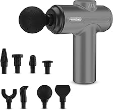 HOMEBASIC Massage Gun for Neck, Back, Legs & Shoulder | Handheld Deep Tissue Massager Machine for Full Body Pain Relief | 8 Heads, 6 Speeds, 3200 RPM, USB-C Rechargeable Battery (Muscle Mate - Grey)