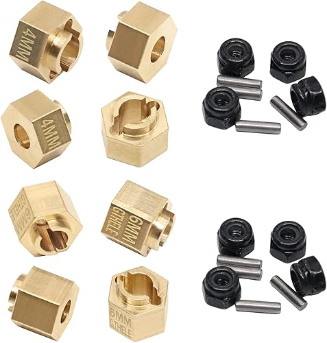 Miniatura 2 de Juego de adaptadores de extensores de cubo hexagonal de rueda de latón para 118 TRX4M piezas de actualización RC Crawler Car