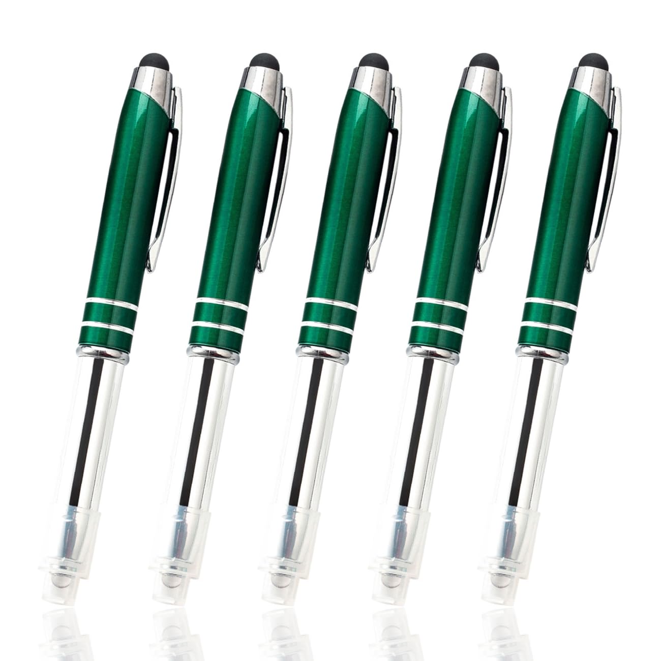 3 in 1 Pen Torch LED Ballpoint Pen Multifunctional Stylus Pen with Torch Light & Writable Ballpoint Pen Tip for Touch Screen Devices/Paper (Black Ink, Green)