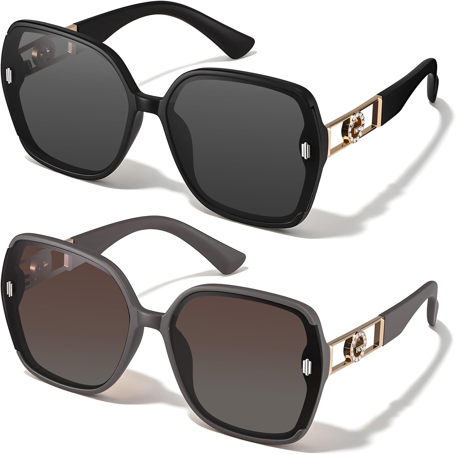 JATEBI Retro Oversized 70s Sunglasses 2Pack