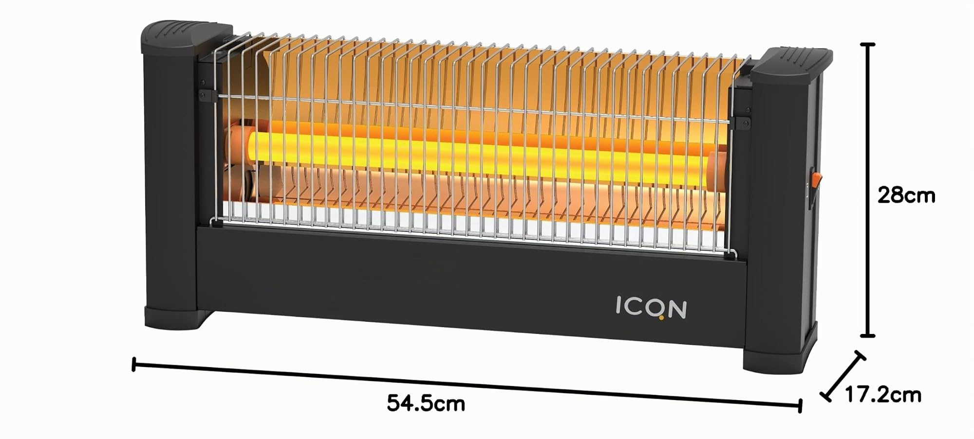 ICQN Infrarot Standheizstrahler, Für Räume bis 9m², 900 W, IP20, Elektroheizung, 135 Zentimeter Kabel, Heizstrahler für Büro oder Haus, Infrarotheizer, IQ.0900.APW