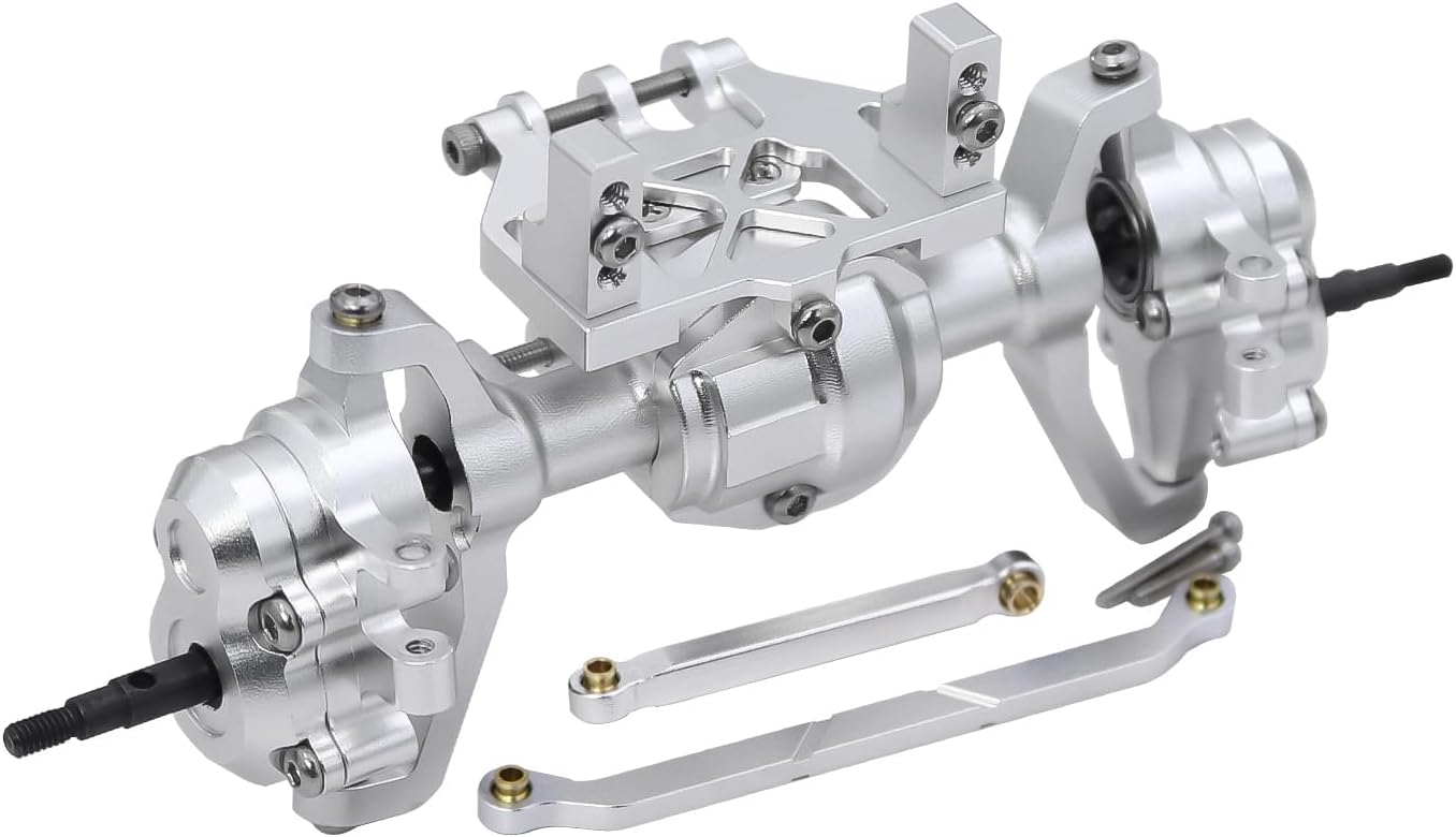 Aluminum Front Rear Portal Axle Complete Axles Set with Servo Mount for 1/18 RC Crawler Redcat Ascent-18 Ascent18 Upgrade Parts (Silver)