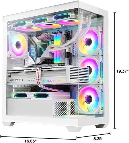 Miniatura 8 de RUIX OV603 ATX Mid-Tower PC Case, Chasis de PC de Torre Media con Gran Flujo de Aire para Gaming con 4 Ventiladores ARGB PWM de 120mm, Puertos USB