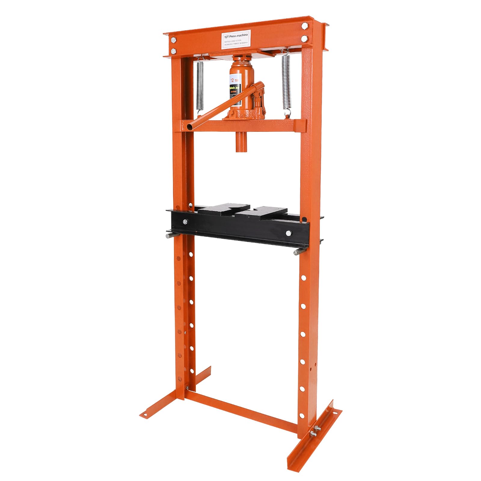 12 T Hydraulic Shop Press - H-Frame Benchtop Design w/ 2 Press Plates & Height Adjustment for Garage Workshops, Blue