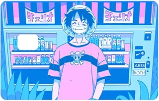 ملصق بطاقة فيزا لشخصية الأنيمي لوفي طوكيو اليابانية الآسيوية بمشهد من وقت متأخر من الليل