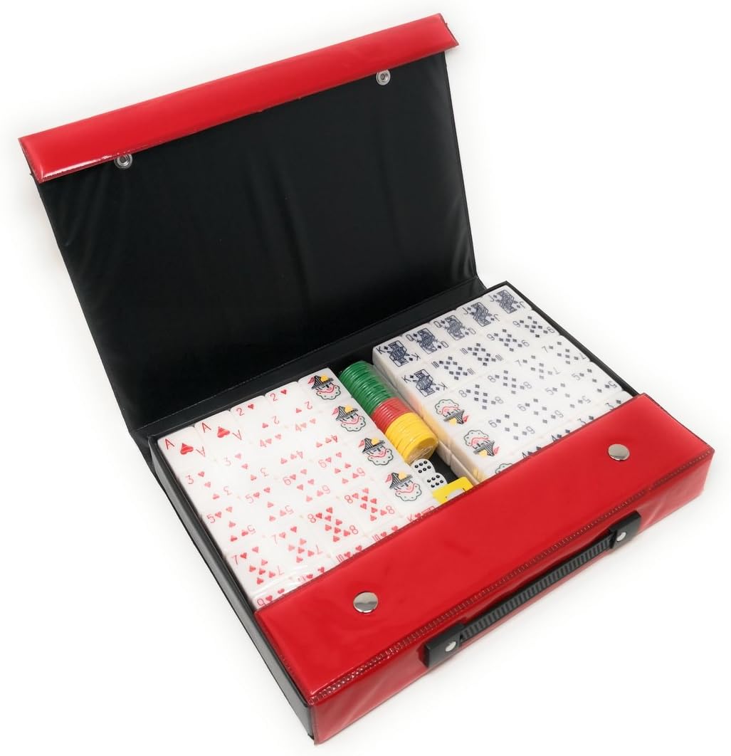 Mahjong Tiles Poker Rummy Game Set 120 White Poker Tiles