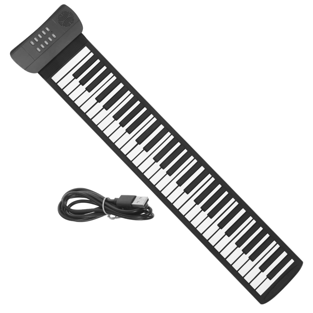 TOPBATHY Pianoforte Digitale Portatile e Pedaliera Sustain 61 Tasti in Silicone Nero Alimentazione Mp3 per Ragazzo Ragazza e Presentazioni Musicali